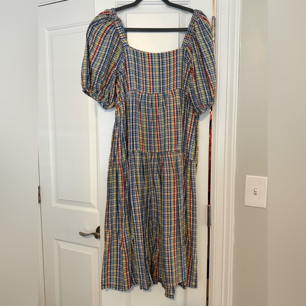 Old Navy Multicolor Plaid Midi Dress - Picture 4 of 4